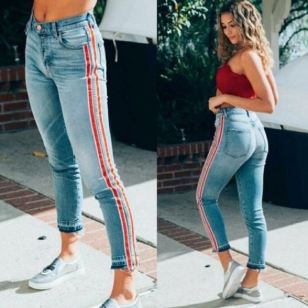 Revice red striped jean. Size 25.